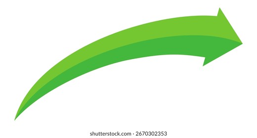 Grüner Pfeil, Vektorsymbol einzeln auf weißem Hintergrund. Der Pfeil zeigt das Richtungssymbol im flachen Stil an. Grüner Ikonenvektor im flachen Stil. Sprungsymbol