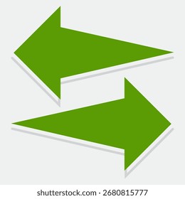 Icono de Vector de flecha verde aislado sobre fondo blanco. La flecha muestra el símbolo de dirección en estilo plano. Vector de icono verde en estilo plano. 