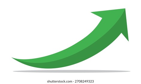 Icono de Vector de flecha verde aislado sobre fondo blanco. La flecha muestra el símbolo de dirección en estilo plano. Vector de icono verde en estilo plano. icono de salto