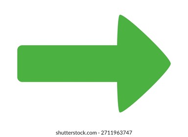 Ícone de vetor de seta verde isolado no fundo branco. A seta mostra o símbolo de direção em estilo simples. Vetor ícone verde em estilo plano. ícone salto