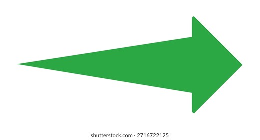 Icono de Vector de flecha verde aislado sobre fondo blanco. La flecha muestra el símbolo de dirección en estilo plano. Vector de icono verde en estilo plano. 