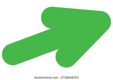 Ícone de vetor de seta verde isolado no fundo branco. A seta mostra o símbolo de direção em estilo simples. Vetor ícone verde em estilo plano. ícone salto