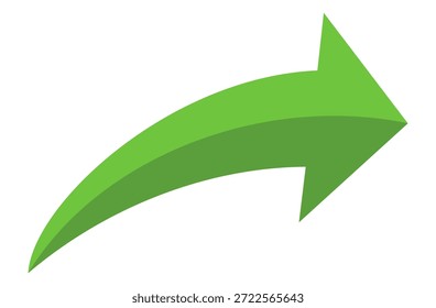 Icono de Vector de flecha verde aislado sobre fondo blanco. La flecha muestra el símbolo de dirección en estilo plano. Vector de icono verde en estilo plano. icono de salto