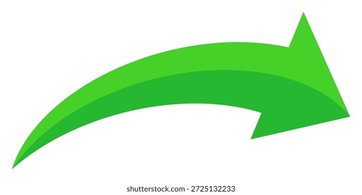 Grüner Pfeil, Vektorsymbol einzeln auf weißem Hintergrund. Der Pfeil zeigt das Richtungssymbol im flachen Stil an. Grüner Ikonenvektor im flachen Stil. Sprungsymbol