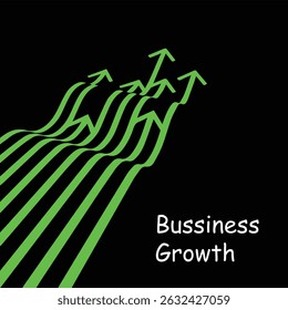 Green arrow waves illustrating corporate growth and economic trends. A dynamic vector design symbolizing progress, success, and upward momentum for businesses.