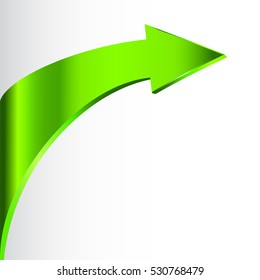 Green arrow and white background. 3d illustration