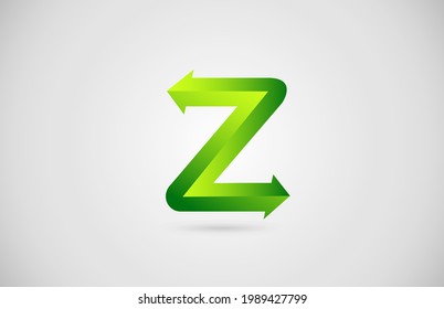 flecha verde icono del logotipo de la letra Z del alfabeto para empresa y negocio. Diseño creativo para empresas