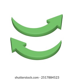 green arrows in different directions, left and right. 3d vector illustration with white background.