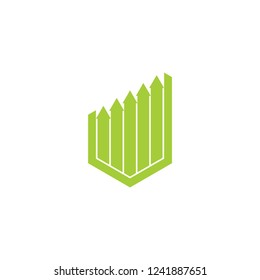 green arrows up geometric chart logo vector
