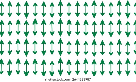 Green arrows indicate direction across repeating seamless white background pattern design