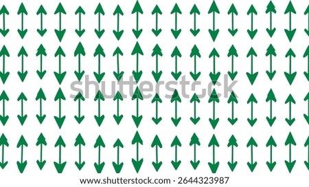 Green arrows indicate direction across repeating seamless white background pattern design