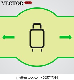 Green arrows indicate the direction.  Baggage icon. Vector illustration, EPS 10