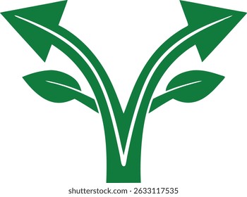 Green arrows with leaves symbolizing growth and environmental initiatives