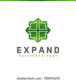 Green Arrows Logo.Expand Abstract Logo Template.Financial,Capital,Media Logotype Symmbol