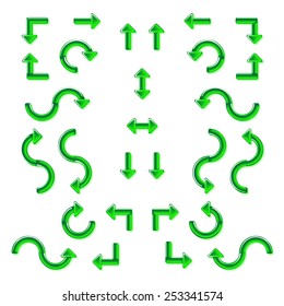 Green arrows made of glass