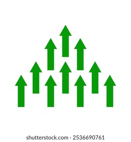 green arrows moving up side high top increasing business growth concept. isolated 