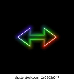 Setas verdes apontando para a luz direita Neon. conceito de direção. Direção de neon brilhante à noite. Sinal de pardal de iluminação. Indicadores de mudança de direção intermitentes. renderização 3D.