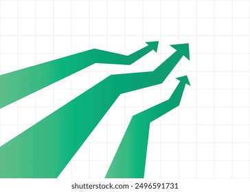 green arrows race going up forward focus to reach target business competition profit financial surplus success destination