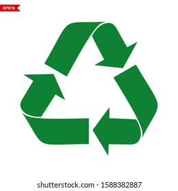  green arrows recycle eco symbol vector illustration isolated on white background. Recycled sign.recycled icon , symbol. . - Vector