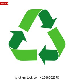  green arrows recycle eco symbol vector illustration isolated on white background. Recycled sign.recycled icon , symbol. . - Vector