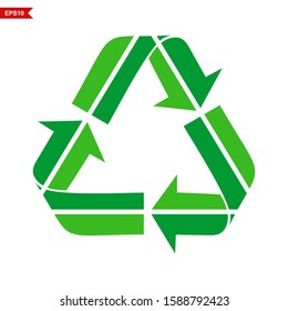  green arrows recycle eco symbol vector illustration isolated on white background. Recycled sign.recycled icon , symbol. . - Vector