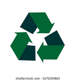 Green arrows recycle eco symbol vector illustration isolated on white background. Recycled sign. Cycle recycled icon. Recycled materials symbol. Recycled icon eps.