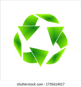 Green arrows recycle eco symbol vector illustration isolated on white background. Recycled sign. Cycle recycled icon. Recycled materials symbol. Recycled icon eps.