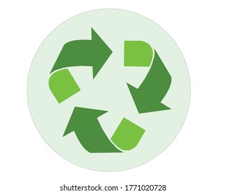 Green arrows recycle eco symbol vector illustration isolated on white background. Recycled sign. Cycle recycled icon. Recycled materials symbol. Recycled icon eps. 10