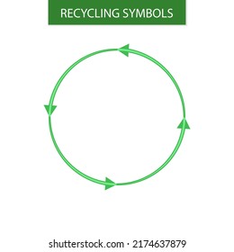 Green arrows recycle eco symbol isolated on white background. The concept of waste recycling, recycling of materials, recycled materials symbol.
