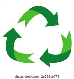  green arrows recycle eco symbol vector illustration isolated on white background. Recycled sign.recycled icon , symbol. . - Vector