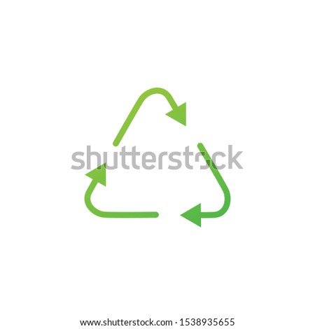 Green arrows recycle eco triangle symbol. Recycled sign. Cycle icon. Recycled materials symbol. Stock Vector illustration isolated on white background.