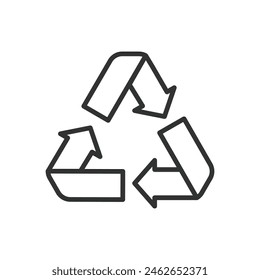 Green Arrows Recycle, in line design. Green, arrows, recycle, environmental, eco-friendly, sustainability on white background vector. Green Arrows Recycle editable stroke icon.