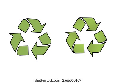 Green Arrows in Recycle Symbol Vector Artwork Promoting Recycling Initiatives, Green Recycling Symbol, green arrows, eco-friendly, environmental graphic, recycling icon, circular economy