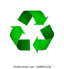 green arrows recycling sign. Ecology. Recycle Symbol, Isolated On White Background stock Vector icon. Trash, Organic Waste, Plastic, Aluminium Can, Pollution, Recycle Plant