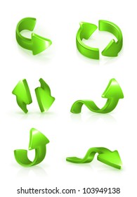 Green arrows set, vector