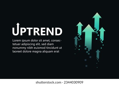 Green arrows uptrend abstract decorative background, Energetic design featuring rising green arrows, perfect for illustrating growth and financial positivity. Futuristic and Tech theme.