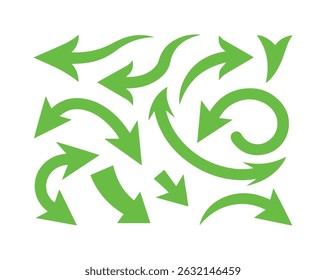 Green Arrows Vector Set for Motion and Navigation Design, Vector Fully Editable File.