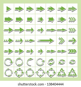 green arrows-stickers. vector set eps10