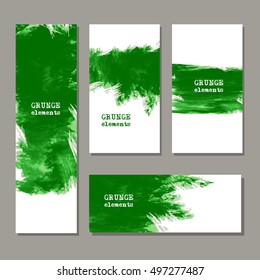 Green art brush paint template. Original grunge art brush paint texture background acrylic stroke poster over frame vector illustration. Perfect watercolor design for headline, logo and banner.