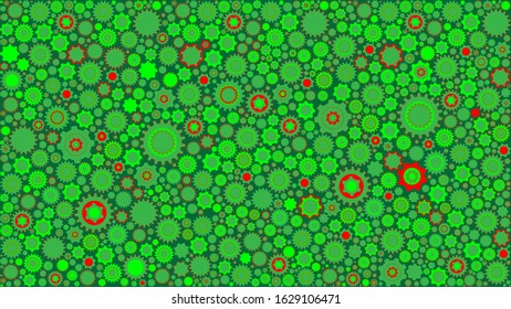 Green art decor with gears.  Vector background.  Mechanical eco background.