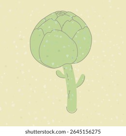 Green artichoke bud. Vector image of an edible plant.