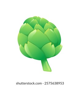 Green artichoke in flat design. Natural vegetable for healthy cooking. Vector illustration isolated.