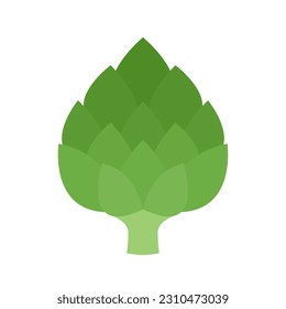 Green artichoke flower head isolated element healthy food print for farm market menu and recipes.