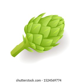 Green artichoke icon, fresh natural vegetable isolated on white background, vector illustration