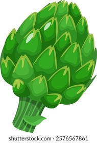 Green artichoke vegetable isolated on a white background, embodying healthy food choices and a vegan lifestyle, perfect for illustrating nutritious diets and fresh culinary ingredients