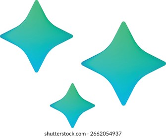 Icono verde de la estrella de la inteligencia artificial. símbolo mágico de las estrellas de la chispa del icono del logotipo del IA generativo, signo de la inteligencia artificial. El Vector AI generó un gradiente de iconos verde y azul. Concepto tecnológico futurista