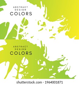Green artistic horizontal banners with white paint splash decoration elements. Abstract creative design. Backgrounds collection with hand drawn texture.