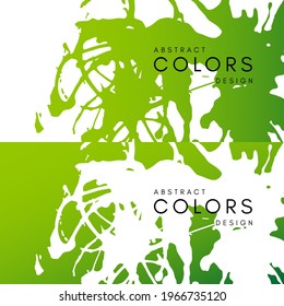 Green artistic horizontal banners with white paint splash decoration elements. Abstract creative design. Backgrounds collection with hand drawn texture.