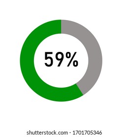 green and ash Percentage diagram for infographic, UI, web design. Progress bar template. Vector illustration.showing 59%