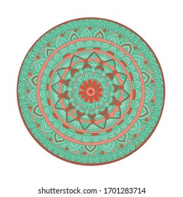 Green asian decorative mandala, round mehndi asian design element 